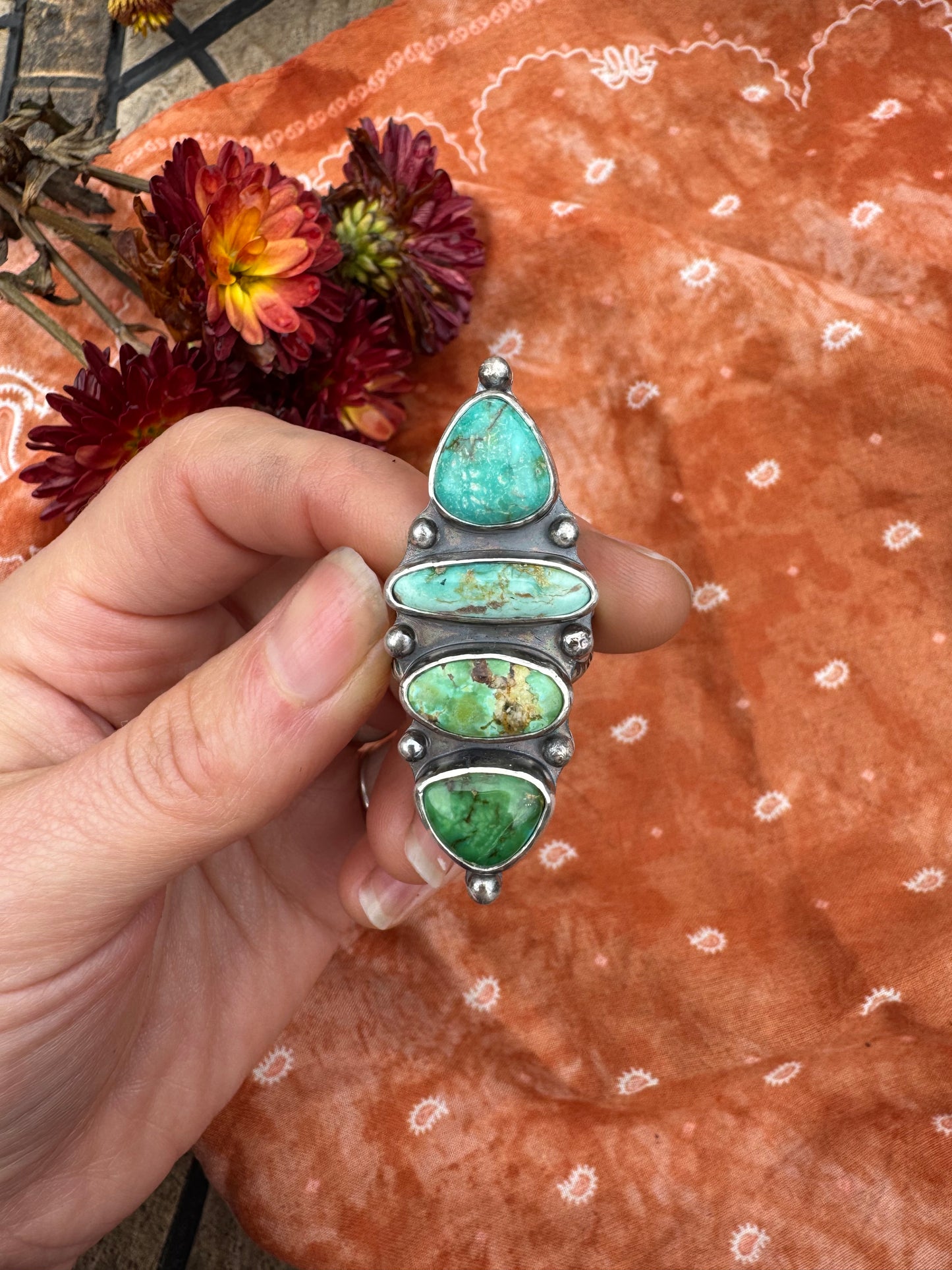 Ombre Turquoise Statement Ring - Size 7 1/2