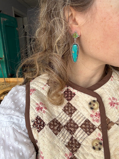 Green and Blue Turquoise statement earrings