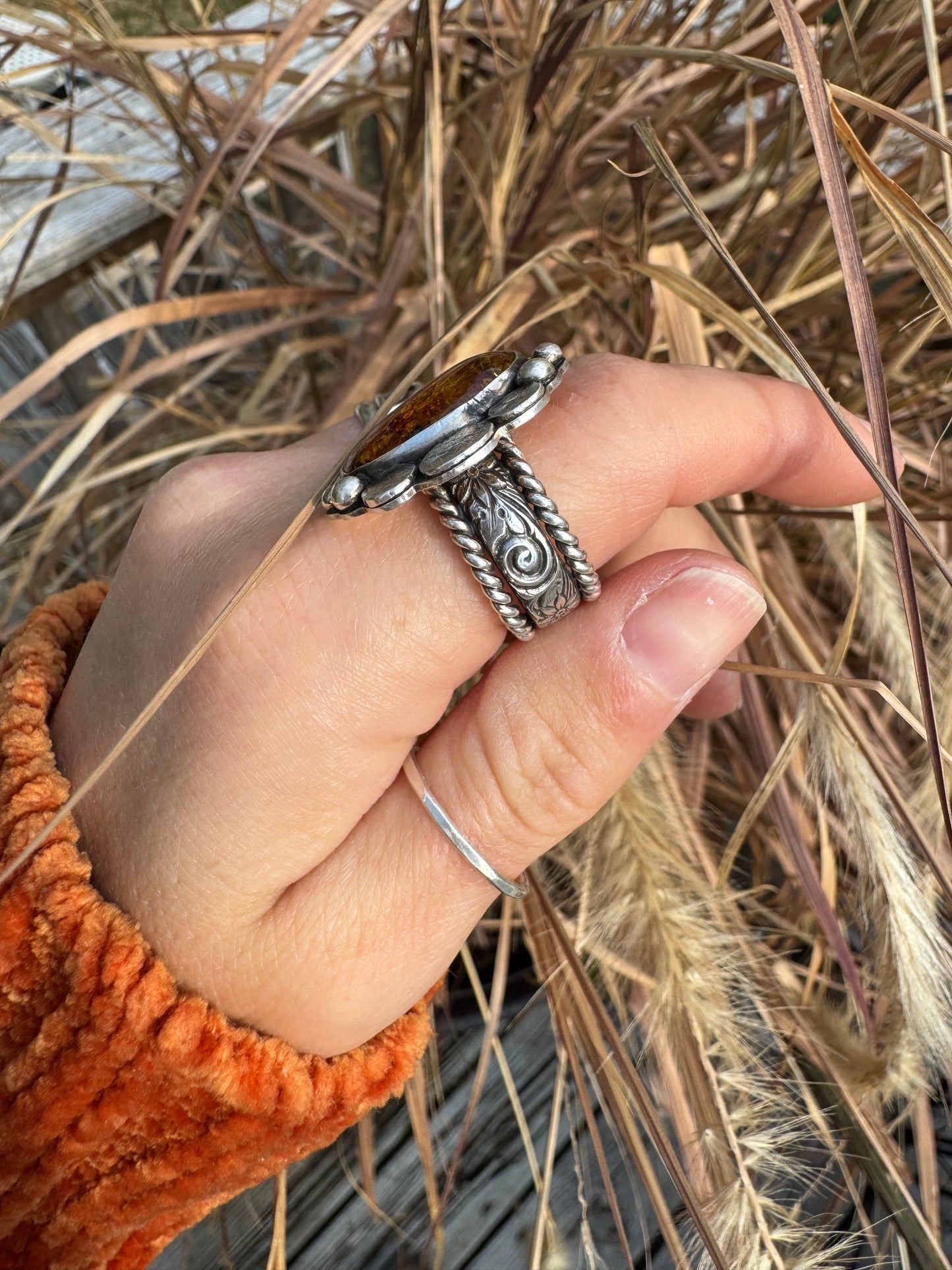 Amber "Kings Canyon" Statement Ring - Size 8