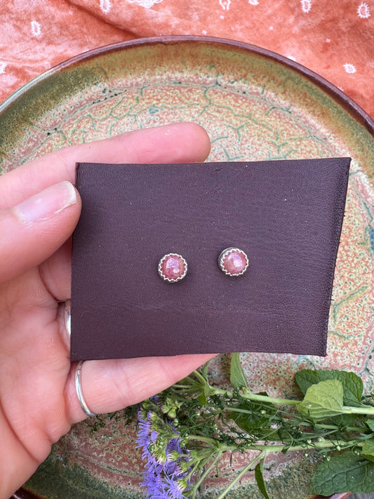 Rhodochrosite Pink Studs