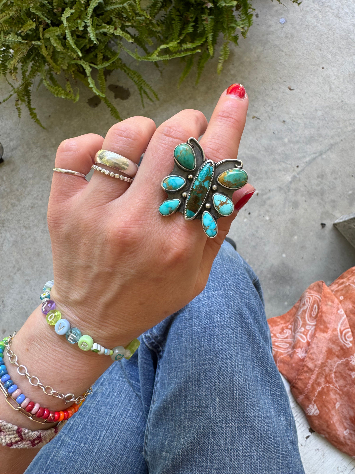 Butterfly "Dolly" Turquoise Ring - Size 7 1/2
