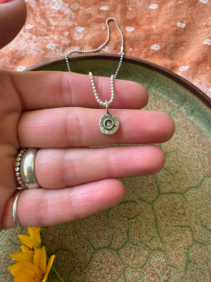 Mini Eclipse Medallion Talisman on small bead chain