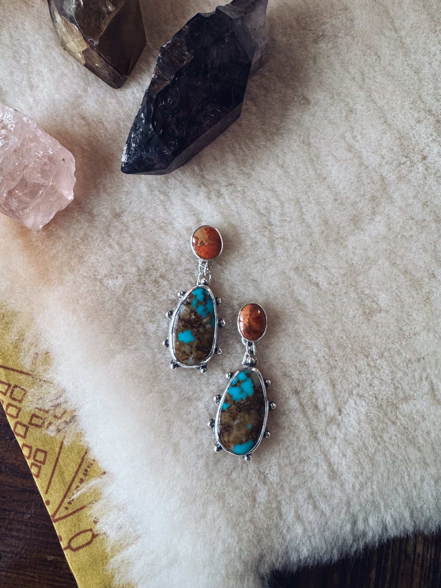 Sonoran Turquoise + Coral Statement Earrings