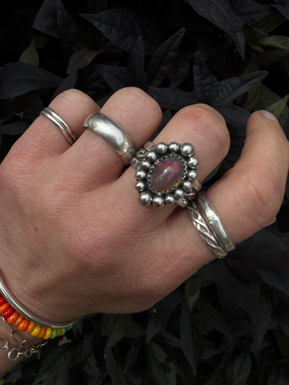 Black Opal Enchantment ring - Size 8 1/4