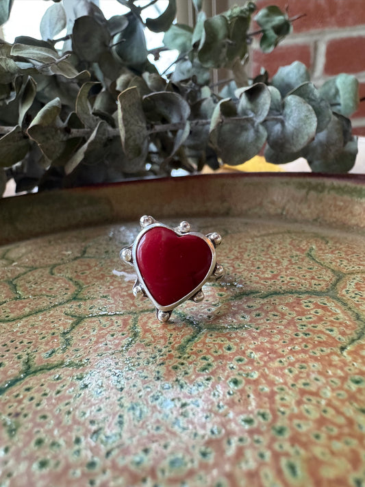 Rosarita Red "Heart Swell" Statement Ring - Size 7 3/4