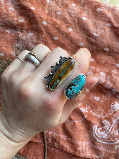 Turquoise "Sisters" ring - size 9 1/2 to 10