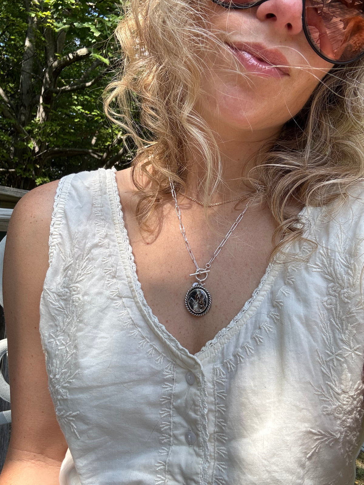 White Buffalo Turquoise Toggle Necklace