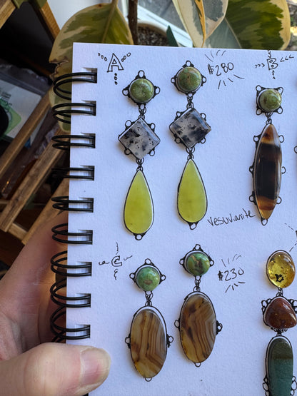 A. Turquoise + Gemstone Statement Earrings