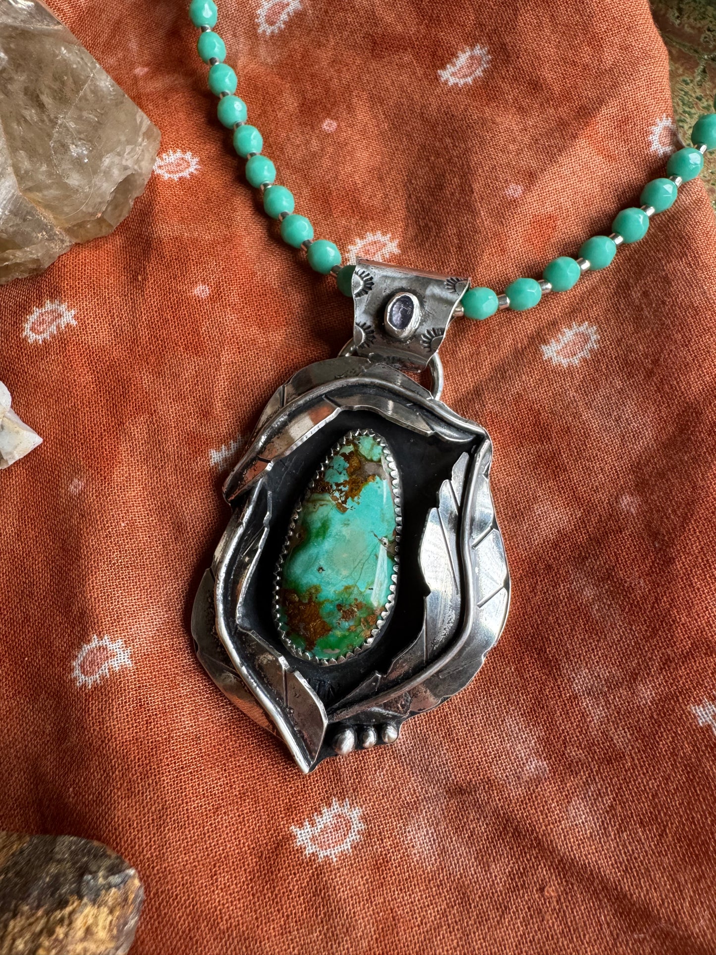 Sonoran Mountain Turquoise Pendant with Tanzanite
