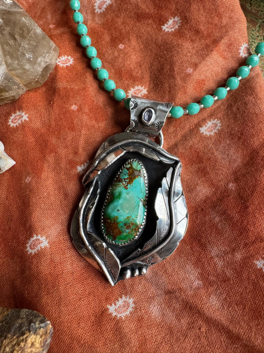 Sonoran Mountain Turquoise Pendant with Tanzanite