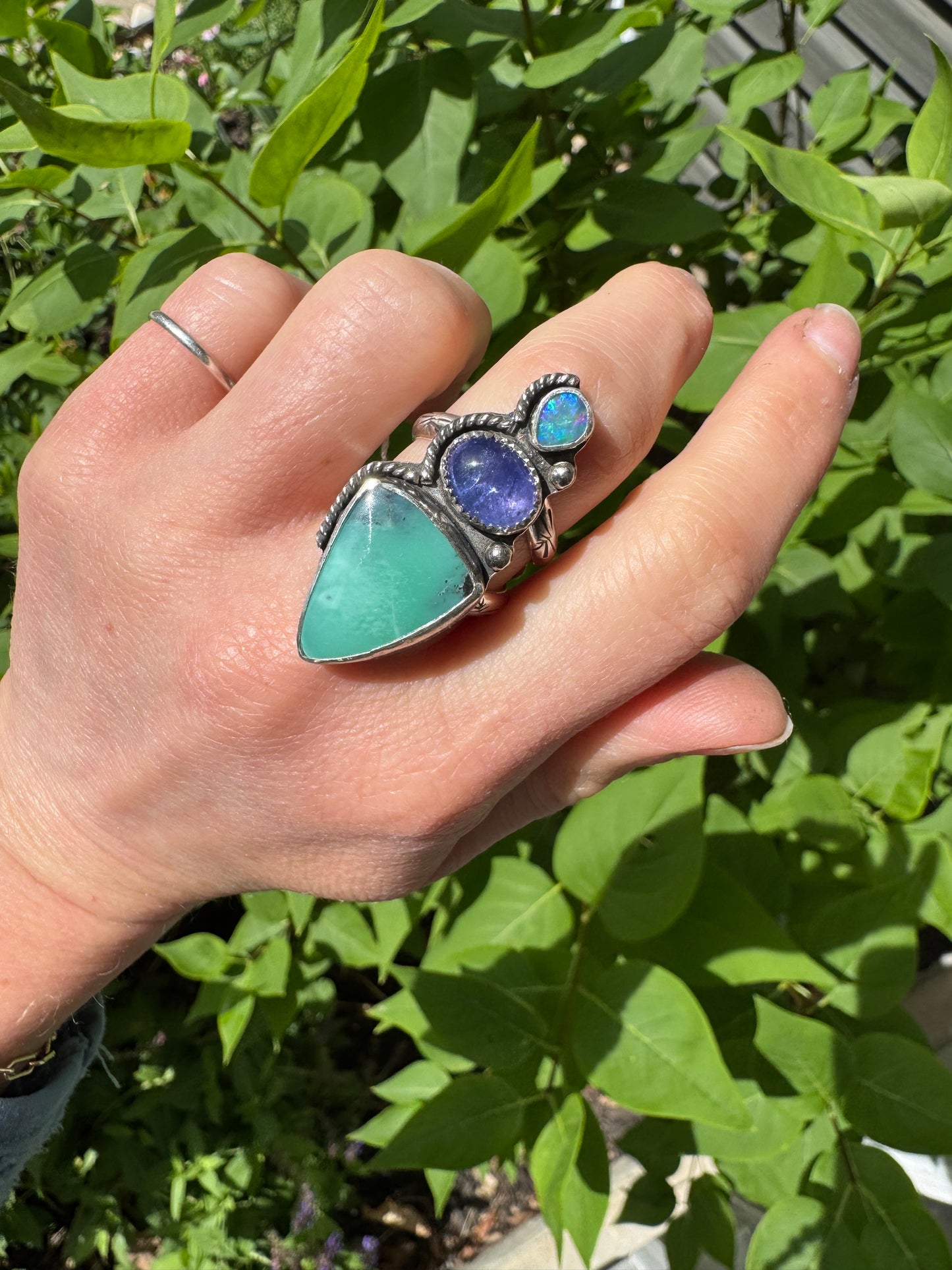 Triple ring with Opal - size 7 1/2