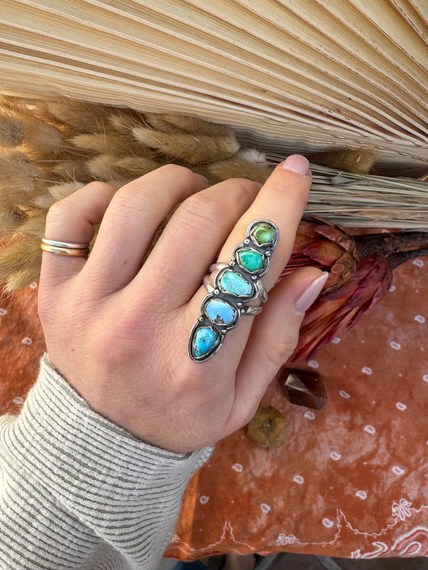 Ombre Turquoise statement ring - size 6