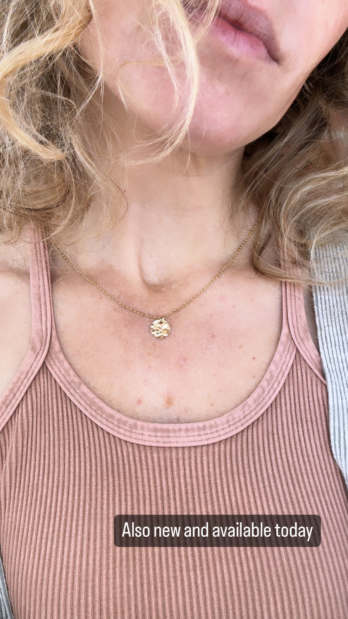 Dainty Hammered Gold Disc Necklace