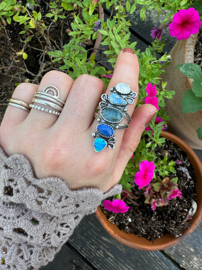 Blue Ombre "Rainier" Statement Ring - Size 8