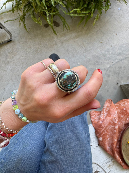 Black Jack Turquoise Ring - Size 8 1/2