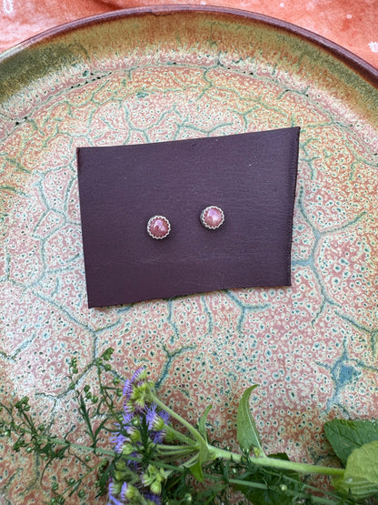 Rhodochrosite Pink Studs