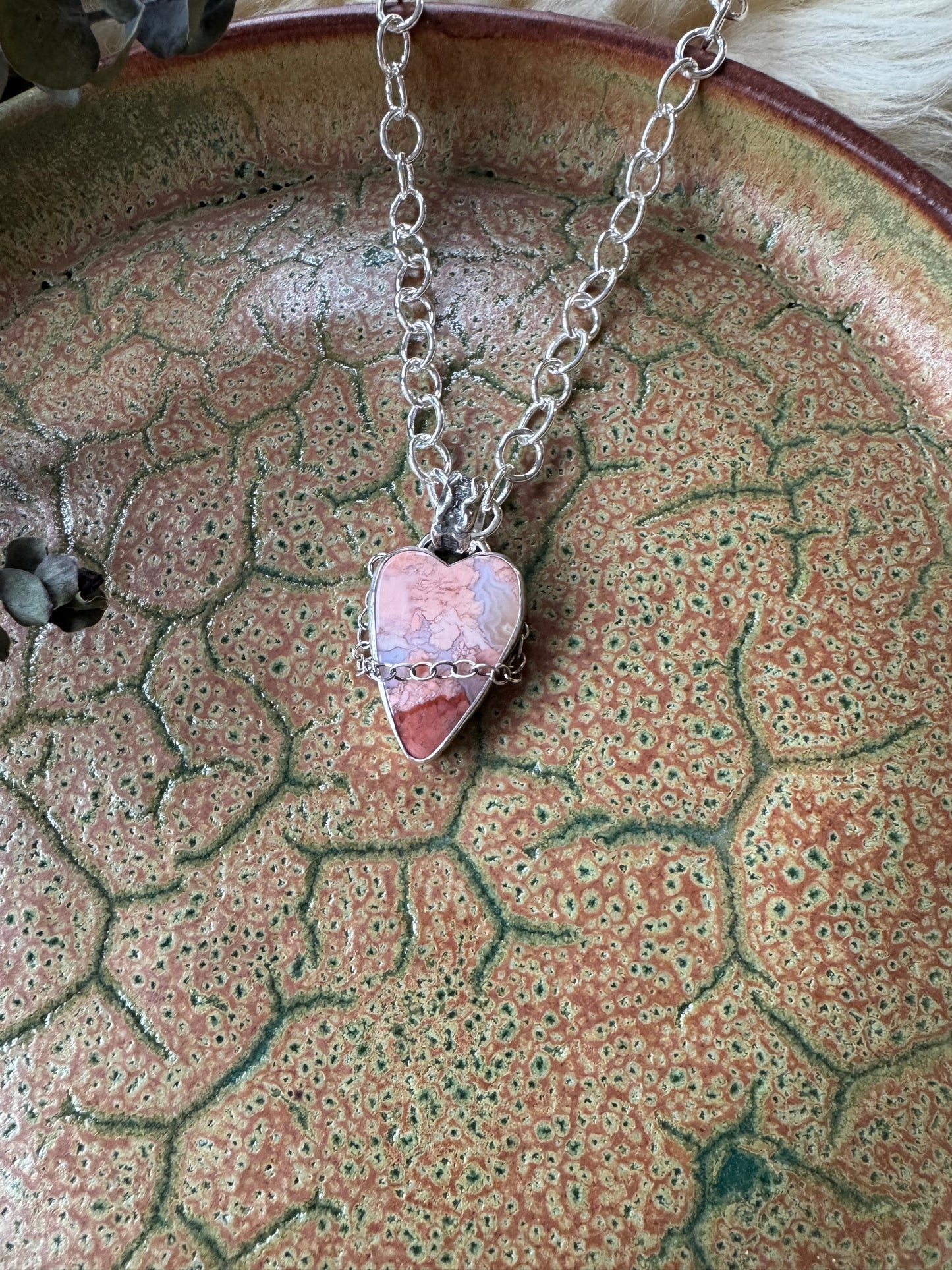 Cotton Candy Agate "Heart Swell" Statement Necklace