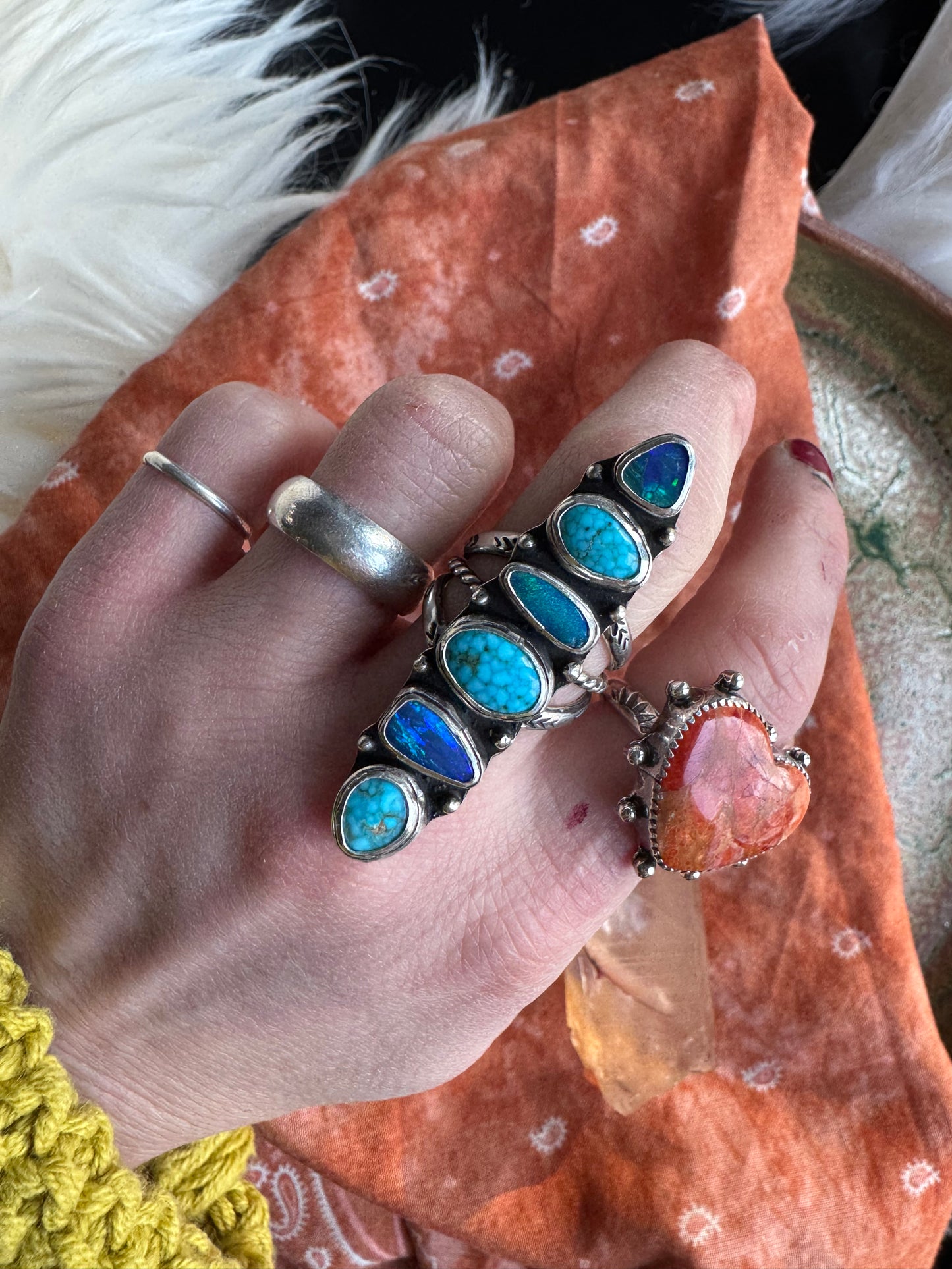 6 Stone Statement Ring - Size 7 1/2