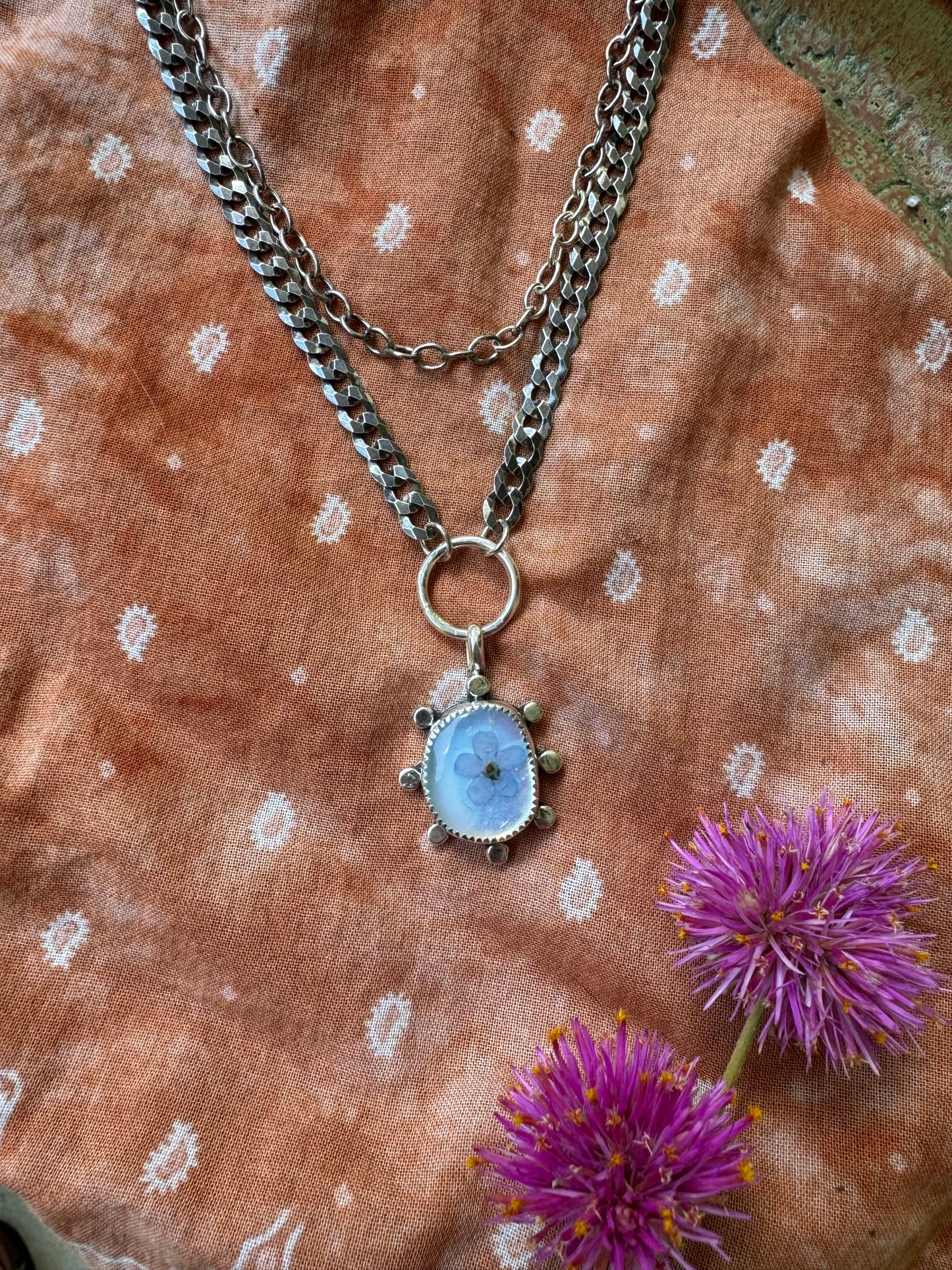 Quartz + Opalite + Botanicals statement necklace