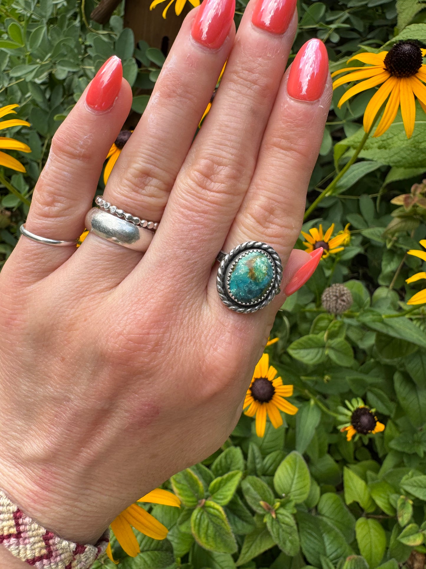 Sonoran Rose Turquoise Ring - Size 8.5