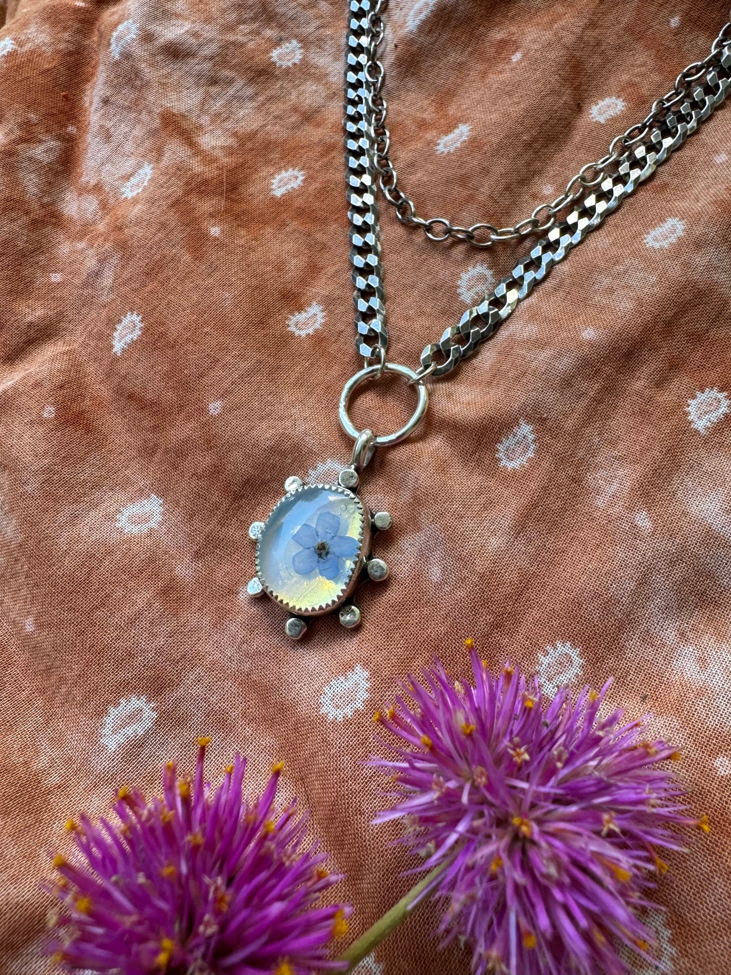 Quartz + Opalite + Botanicals statement necklace