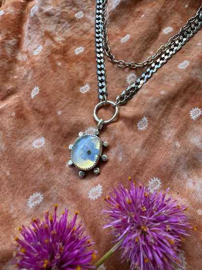 Quartz + Opalite + Botanicals statement necklace