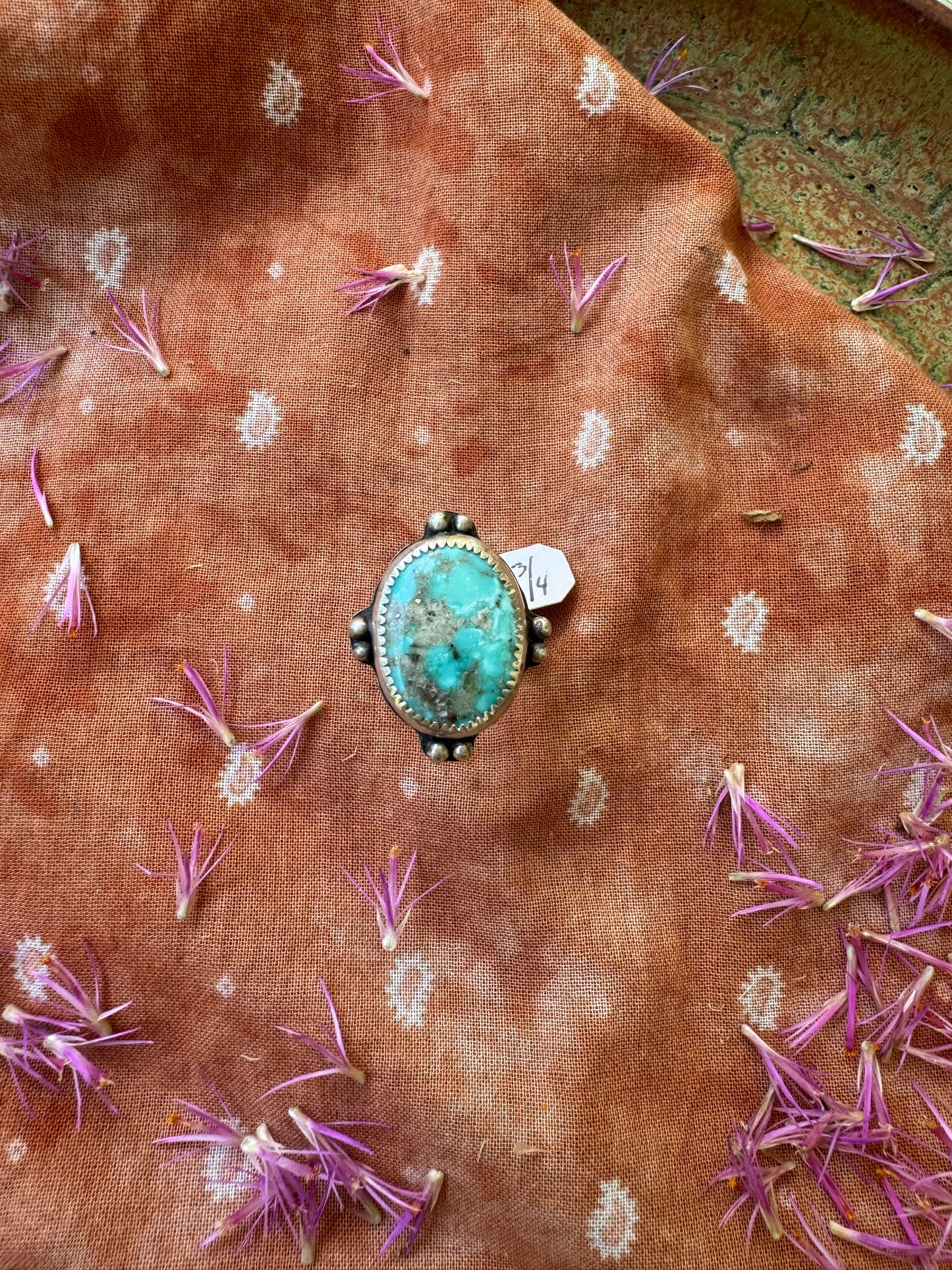 White Water Turquoise ring - size 6 3/4