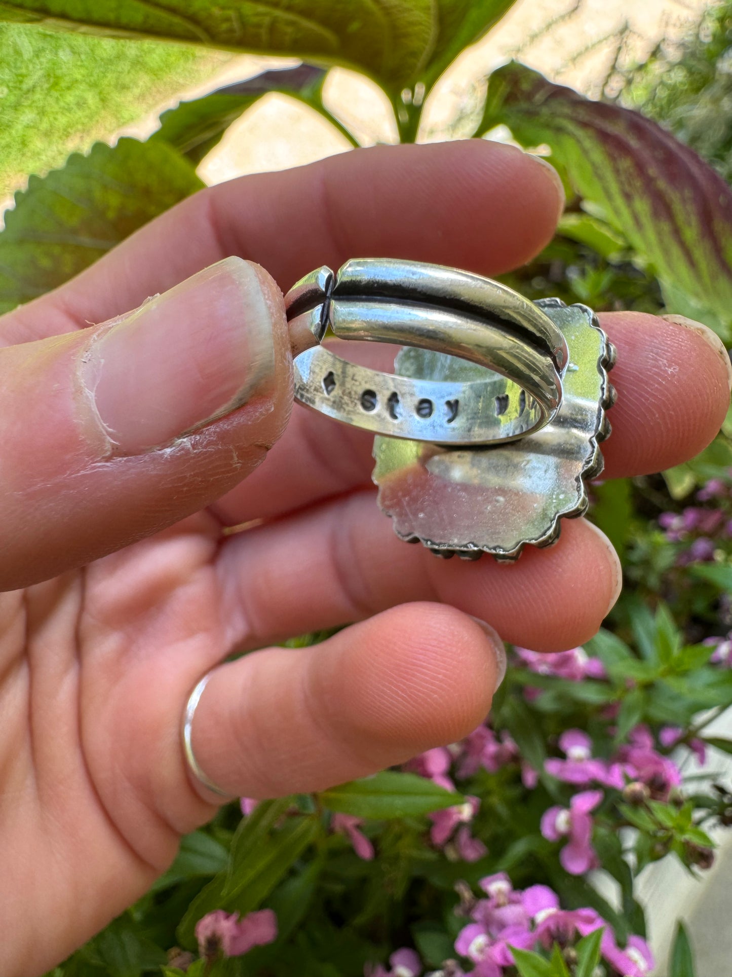 MT Agate + Botanicals - Size 6 1/2, 7, 8 - adjustable