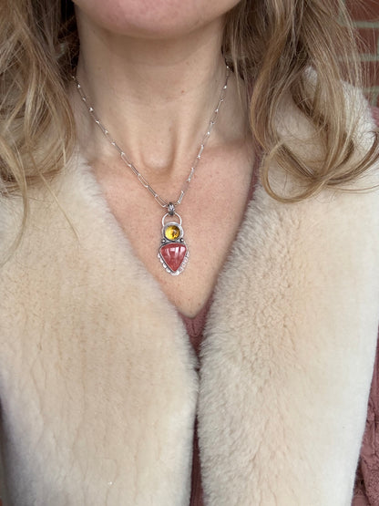 Amber + Rhodochrosite Talisman