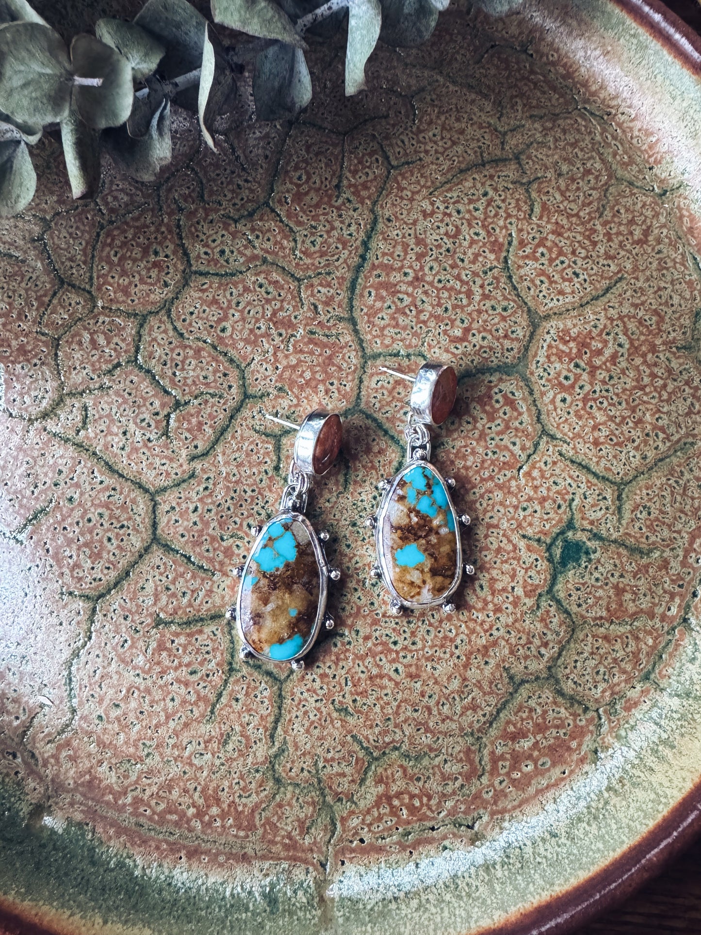 Sonoran Turquoise + Coral Statement Earrings