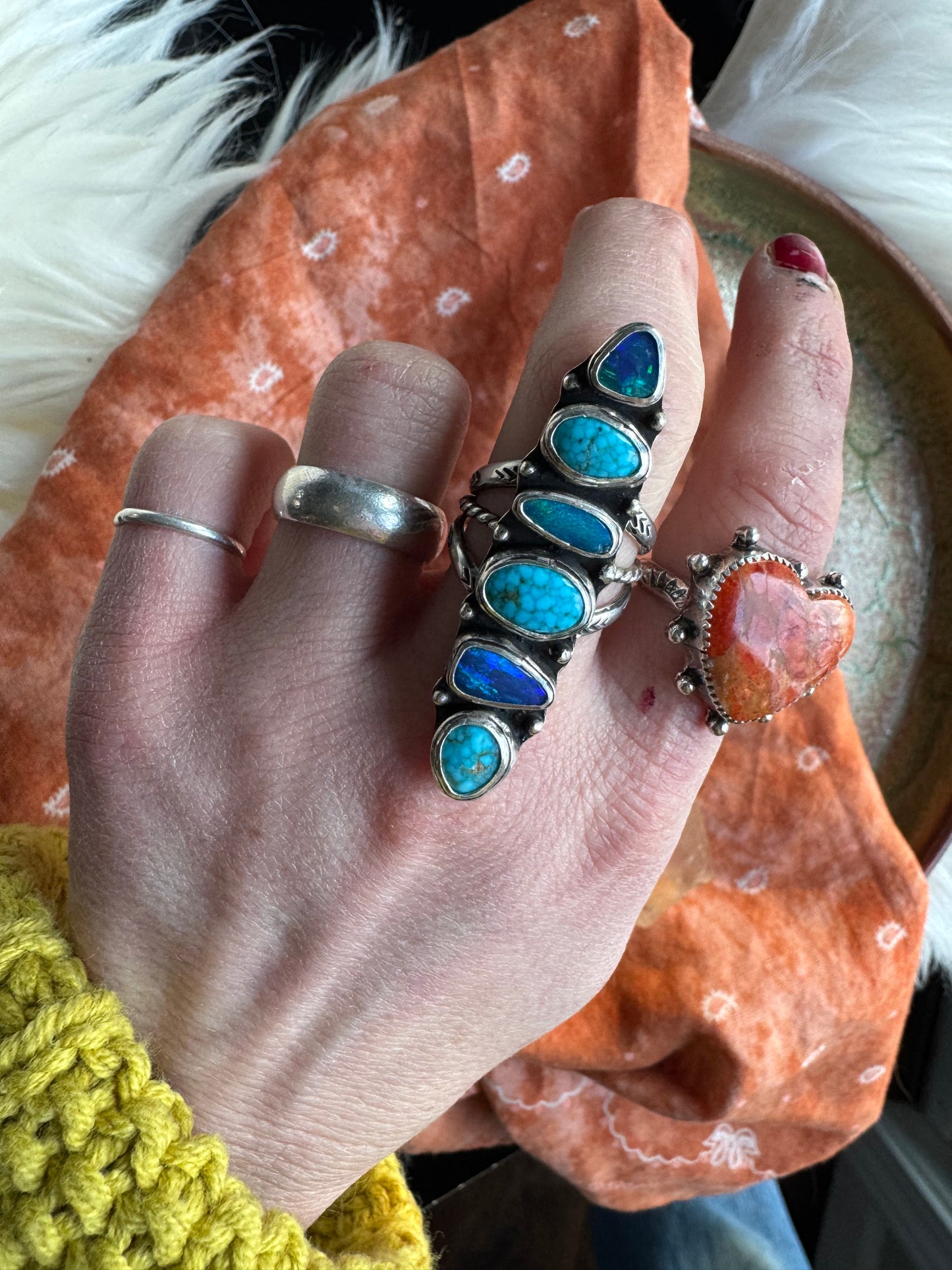 6 Stone Statement Ring - Size 7 1/2