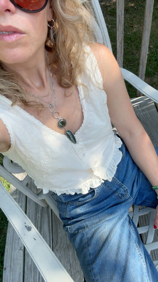 Mini Eclipse Medallion Talisman on small bead chain