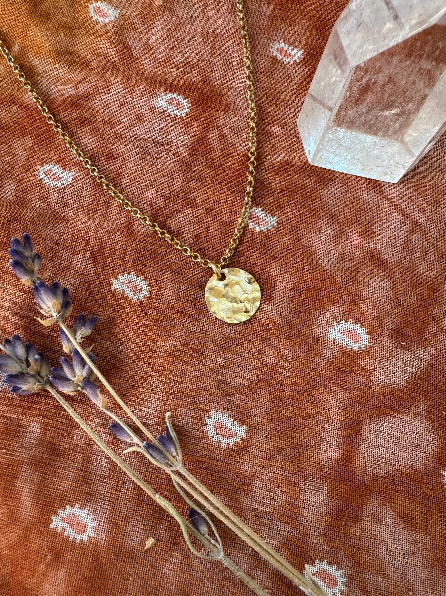 Dainty Hammered Gold Disc Necklace