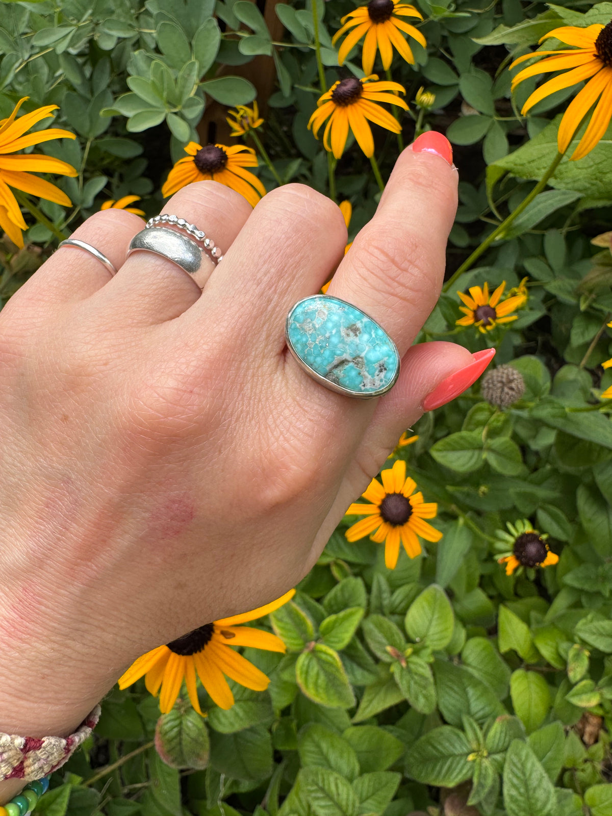 White Water Turquoise "Horizon" Ring - Size 9