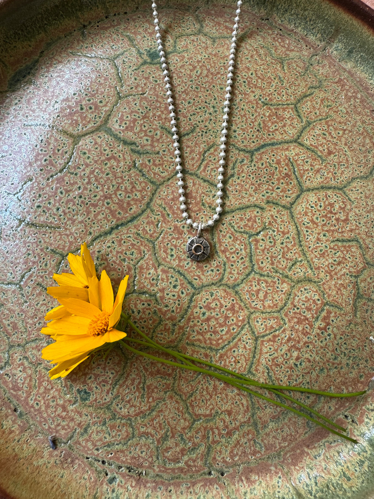 Mini Eclipse Medallion Talisman on large bead chain