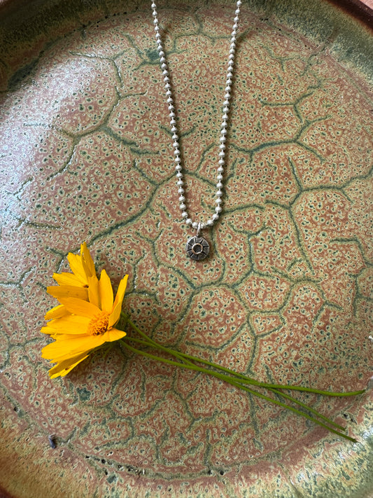 Mini Eclipse Medallion Talisman on large bead chain