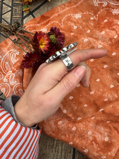 Sonoran Gold and Coral Statement ring - size 7 to 7 1/2