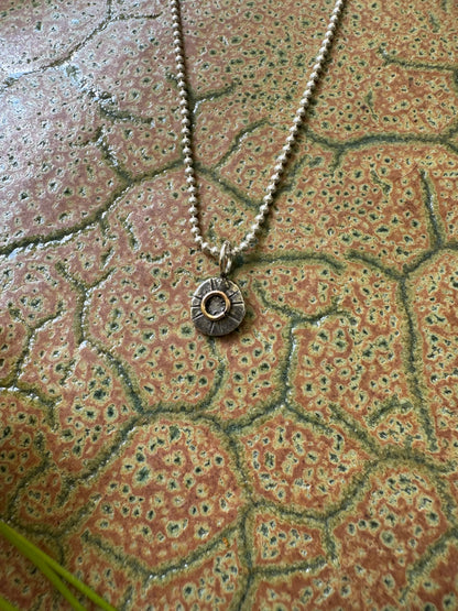 Mini Eclipse Medallion Talisman on small bead chain