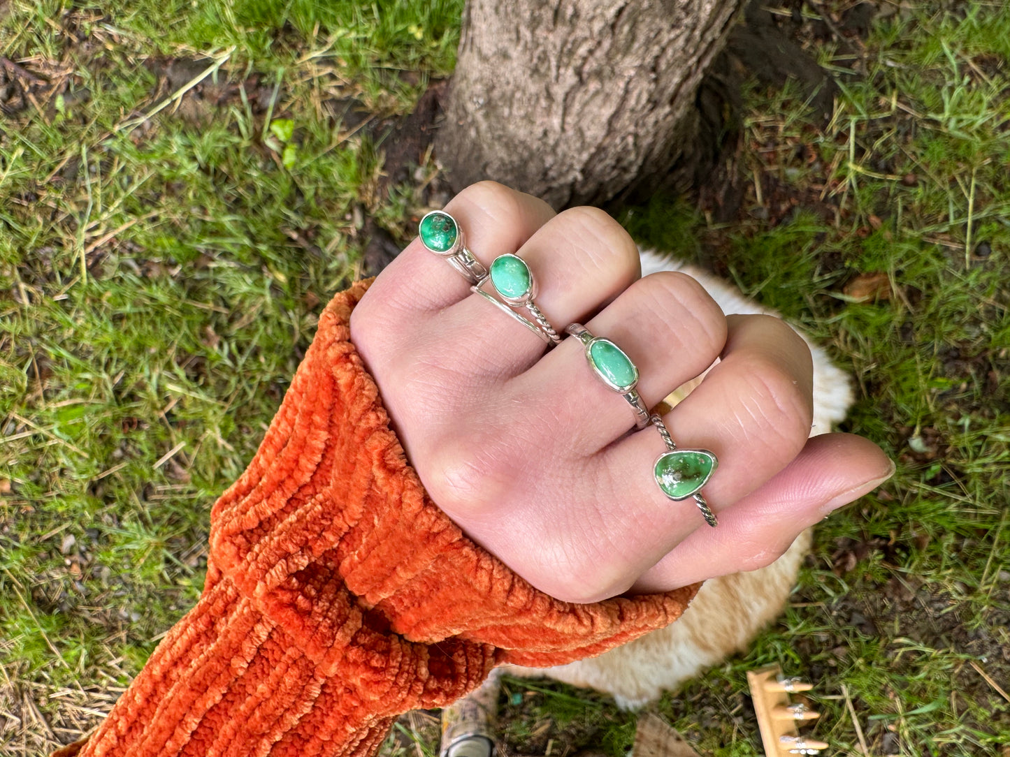 Green Turquoise Stacker Ring no.1 - Size 9 3/4