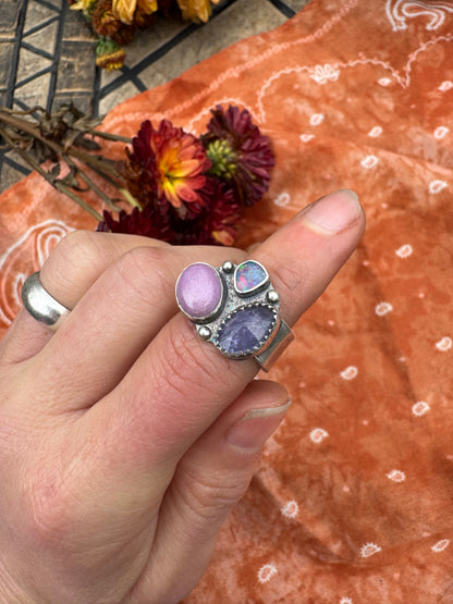 Triple Purple Cluster statement ring - size 5
