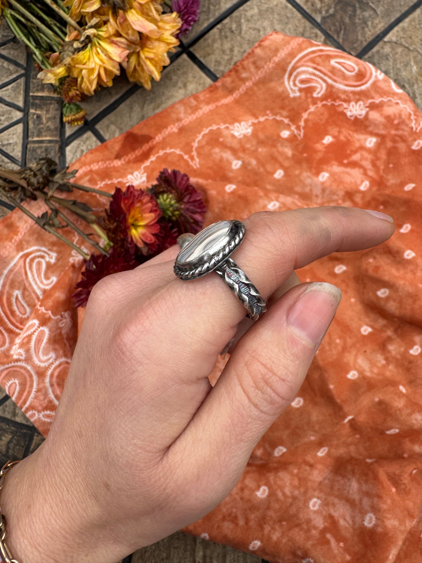 Lace Agate Ring - size 8 1/4