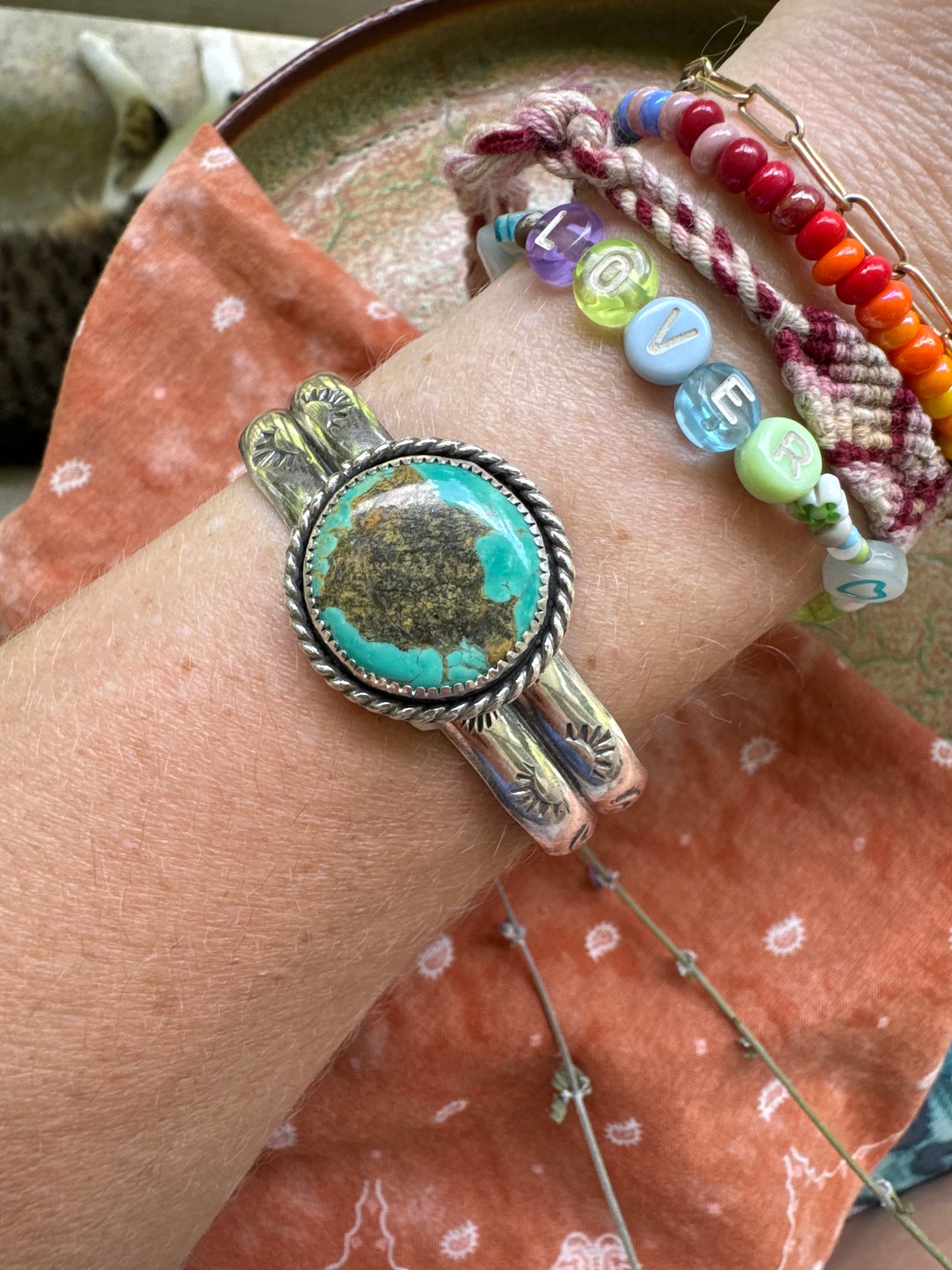 Tyrone Turquoise Statement Cuff - size S/M