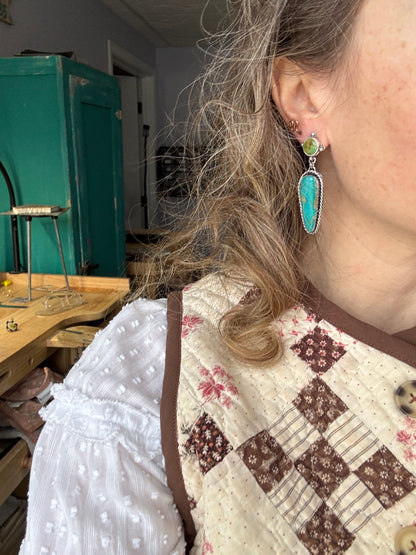 Green and Blue Turquoise statement earrings