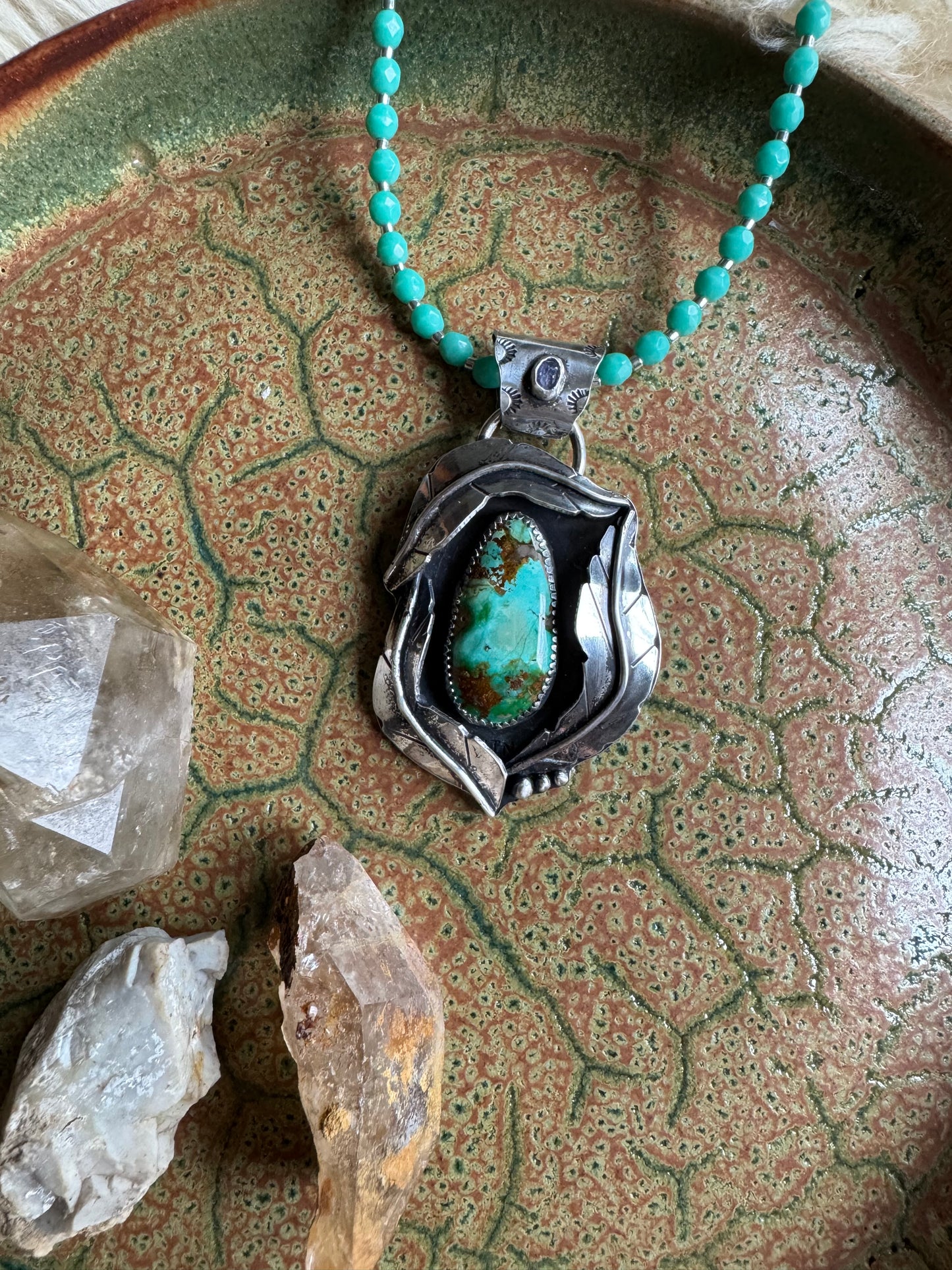 Sonoran Mountain Turquoise Pendant with Tanzanite