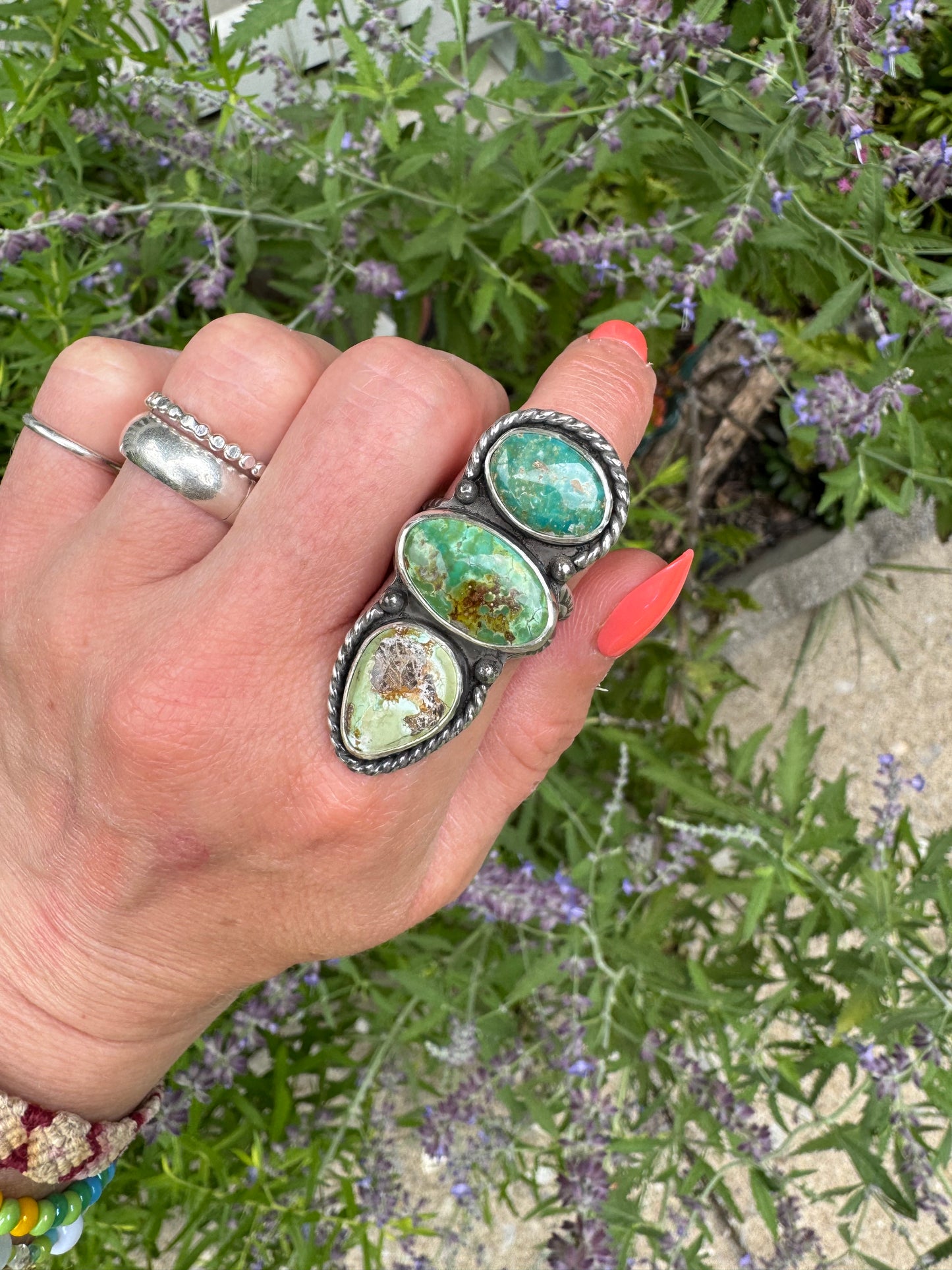 Carico Lake Turquoise Statement Ring - Size 8 1/2