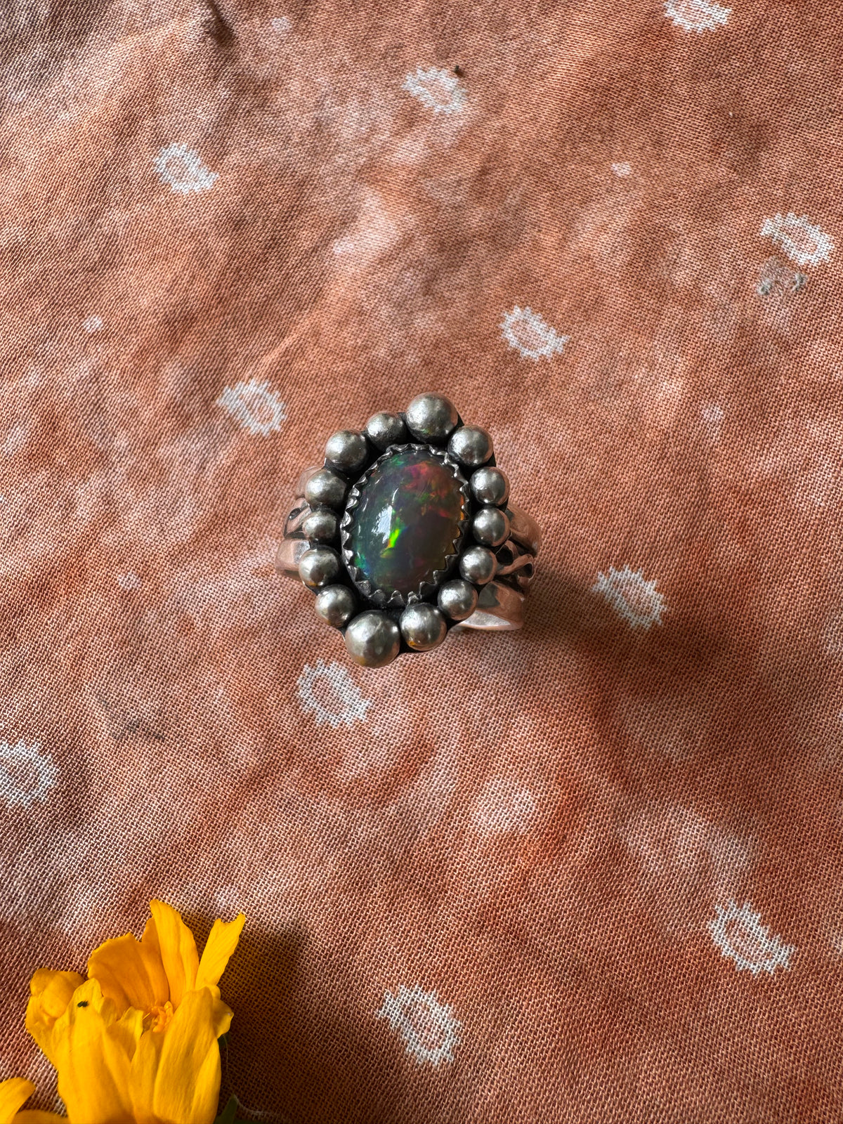 Black Opal Enchantment ring - Size 8 1/4