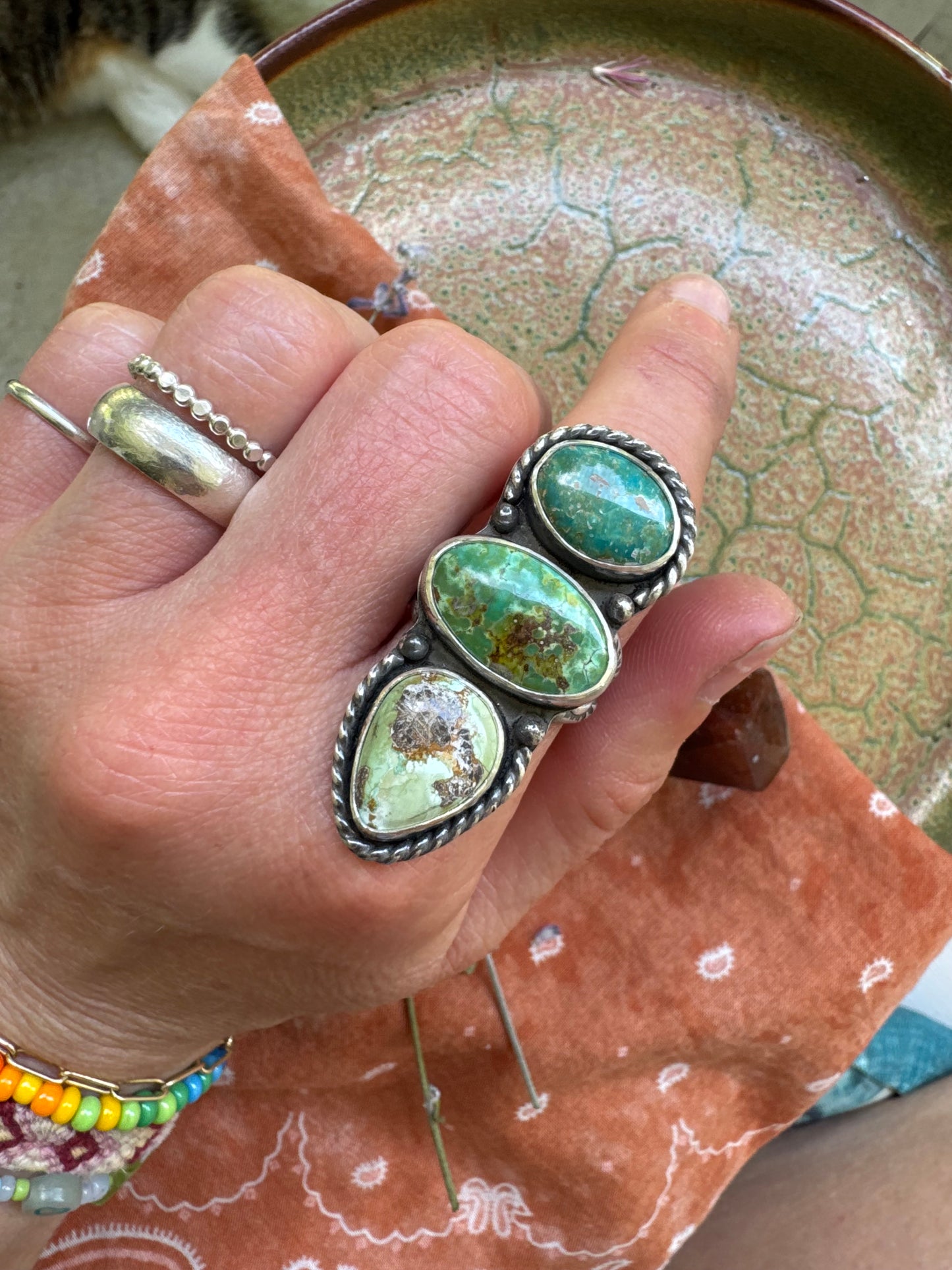 Carico Lake Turquoise Statement Ring - Size 8 1/2