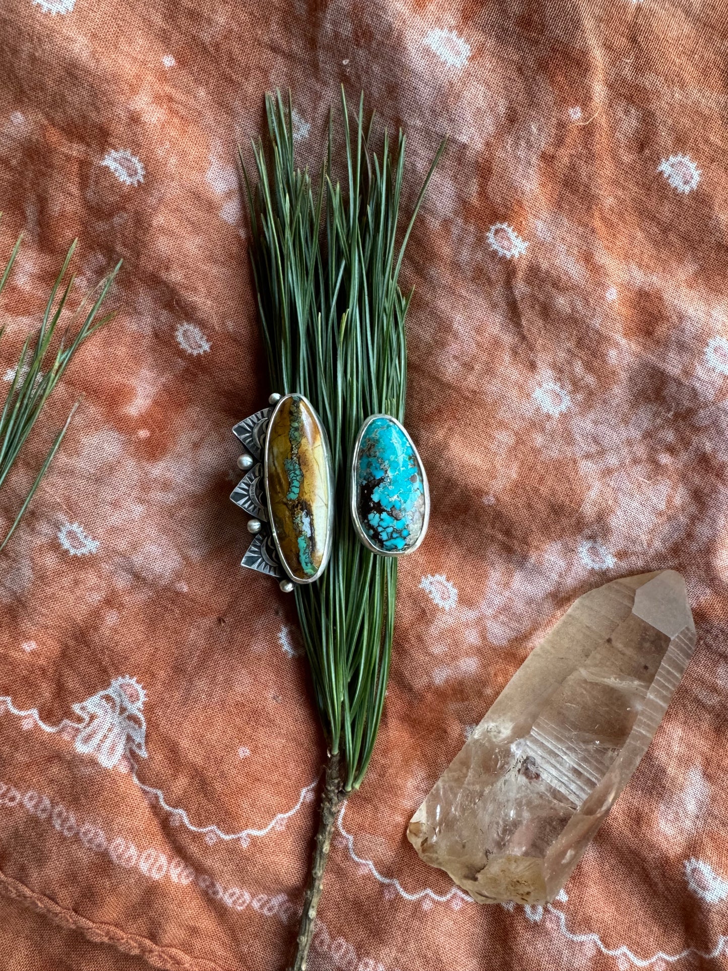 Turquoise "Sisters" ring - size 9 1/2 to 10