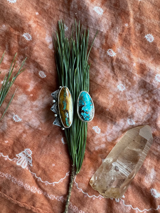 Turquoise "Sisters" ring - size 9 1/2 to 10