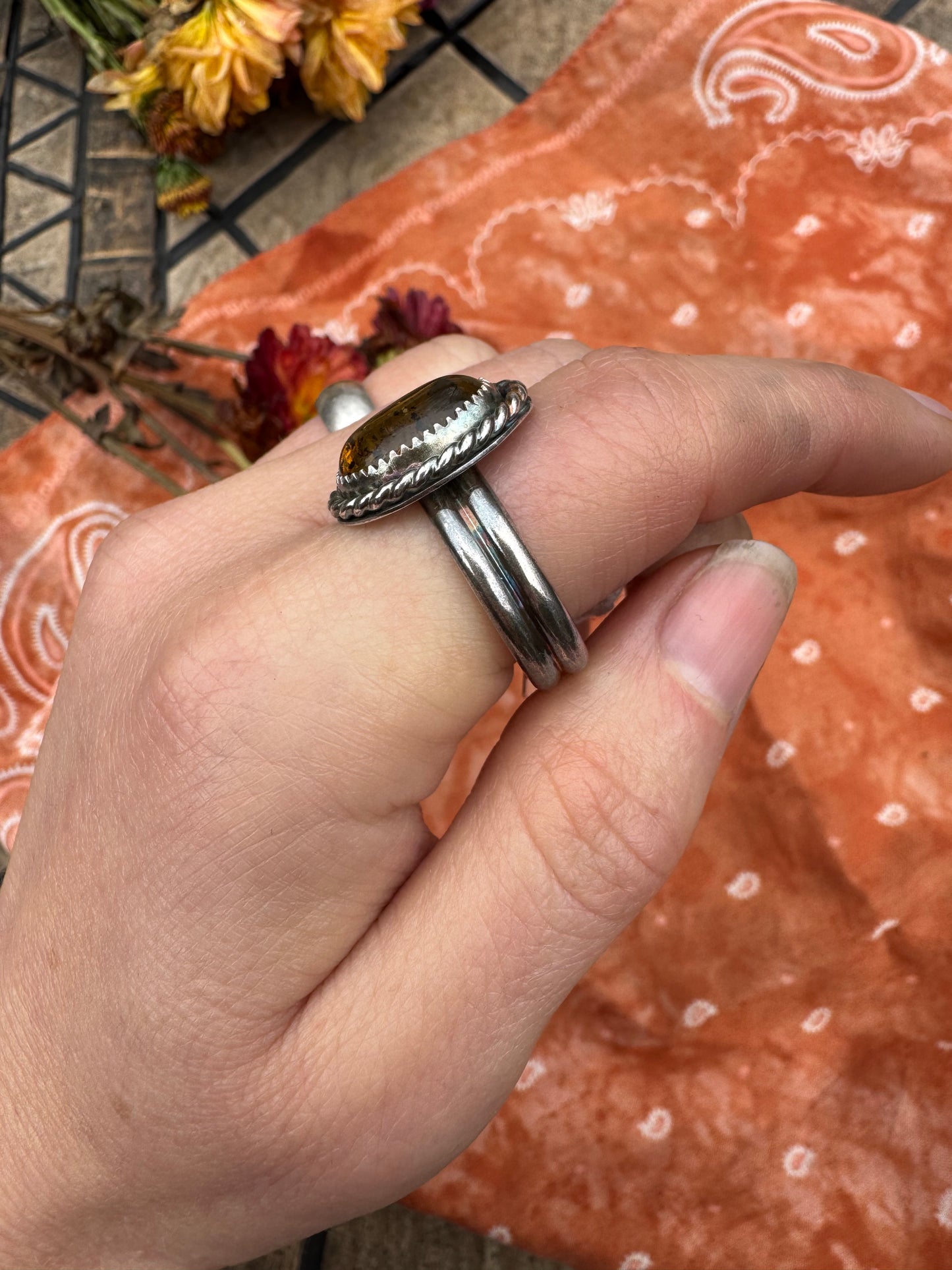 Amber Statement Ring - Size 10